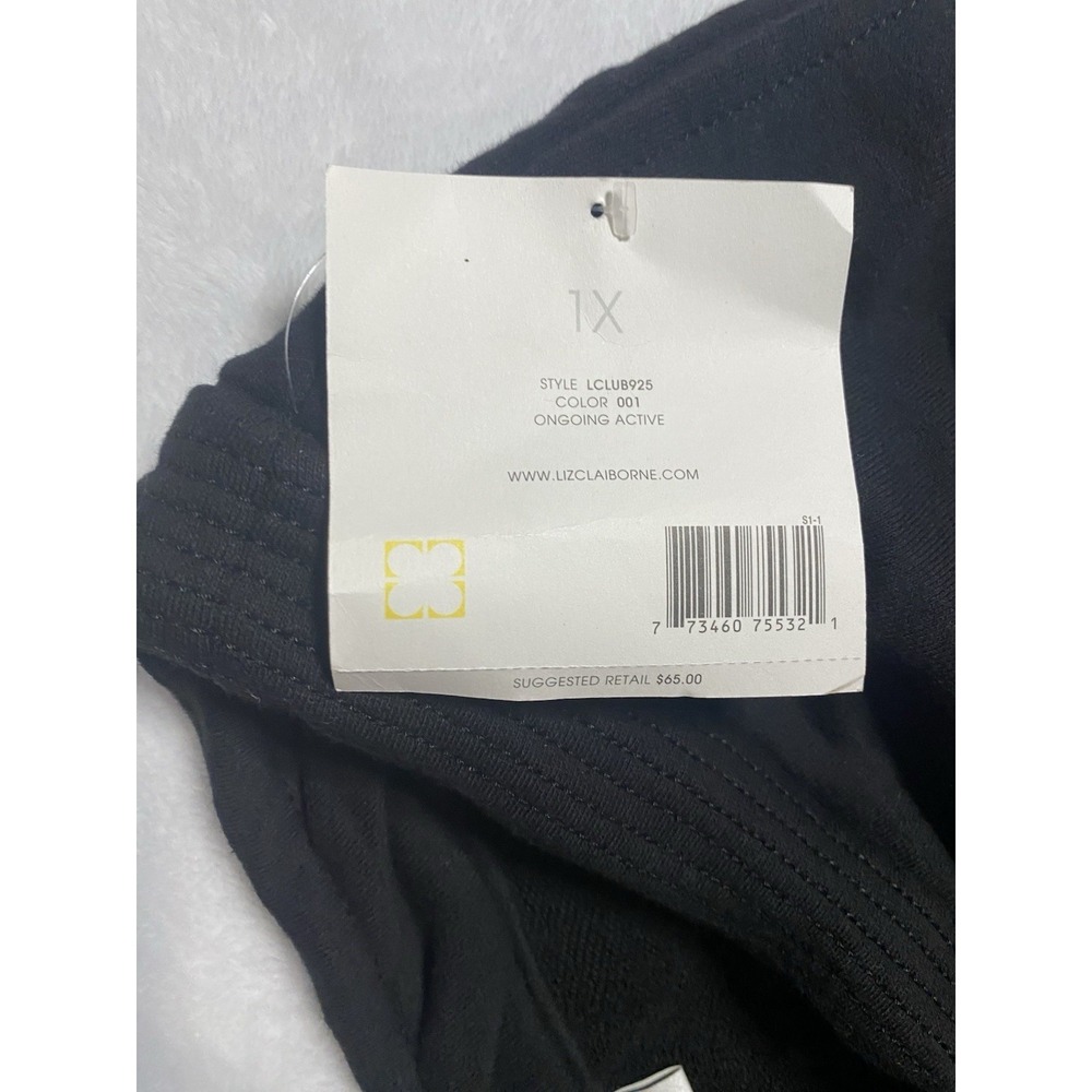 Liz Claiborne Women's Black Cotton Drawstring Straight Leg Pants Mid-Rise 1X - Picture 9 of 9